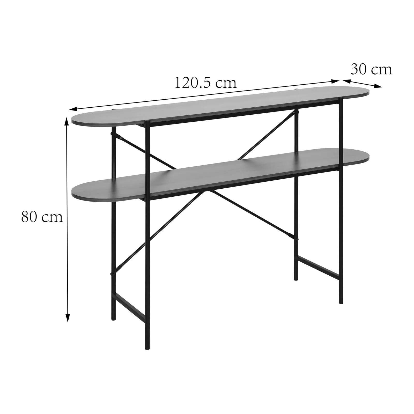 Console Janna en bois et métal avec entretoise en X