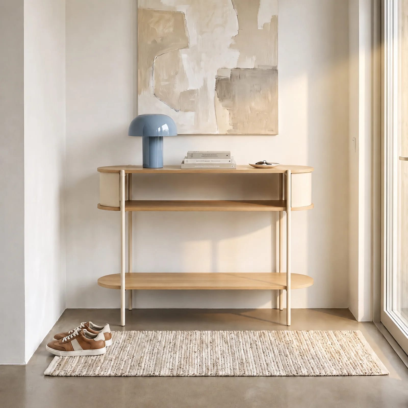 Console Paco en bois et métal avec tablette basse