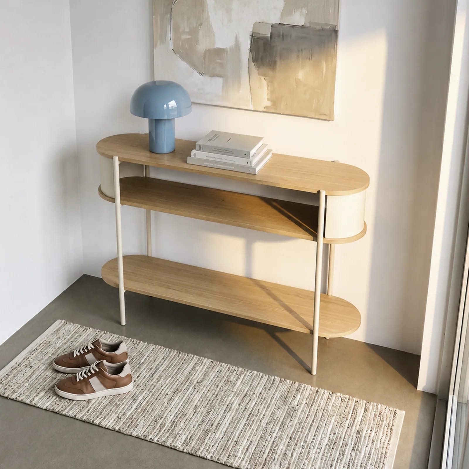 Console Paco en bois et métal avec tablette basse