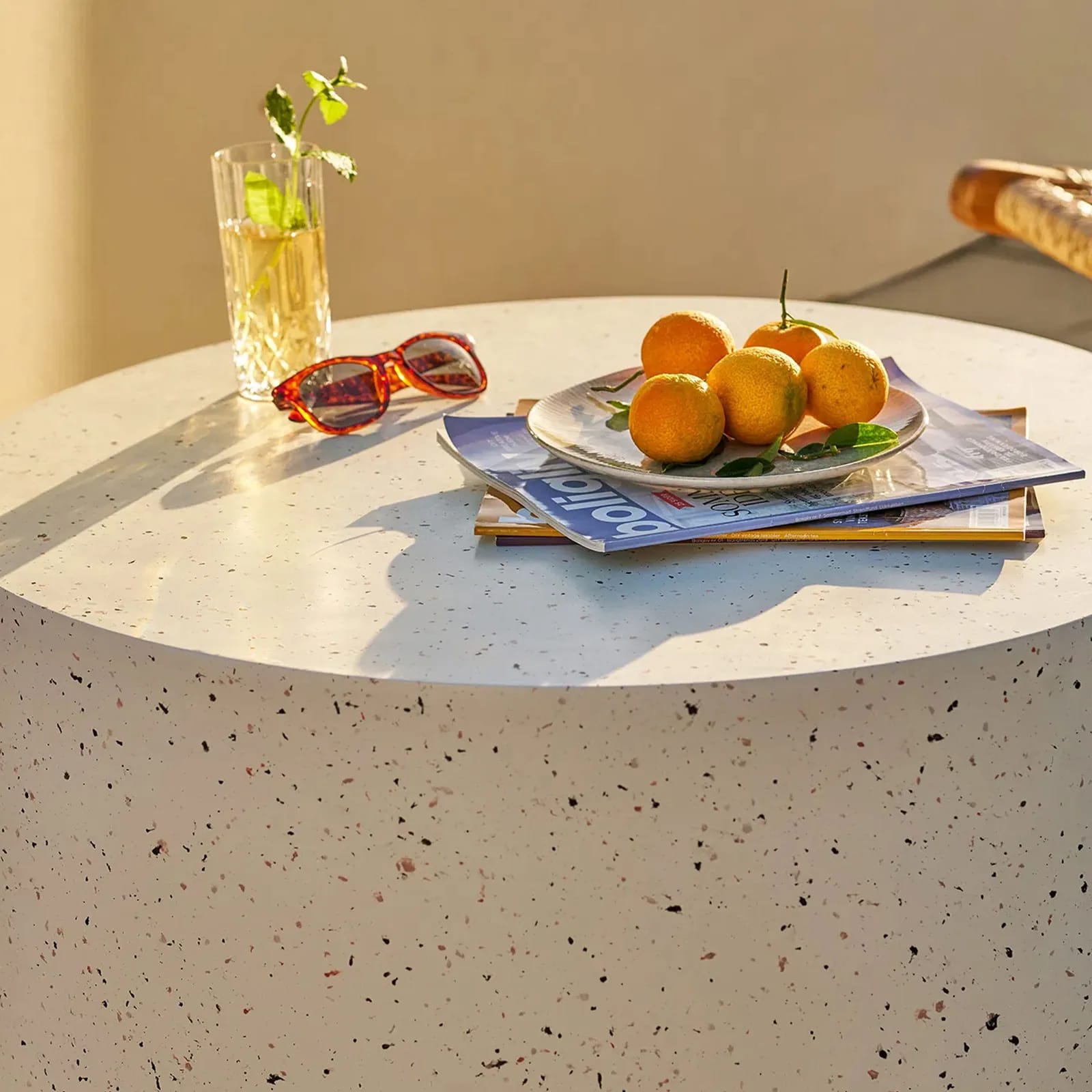 Table basse cylindrique Bonnie vue de dessus