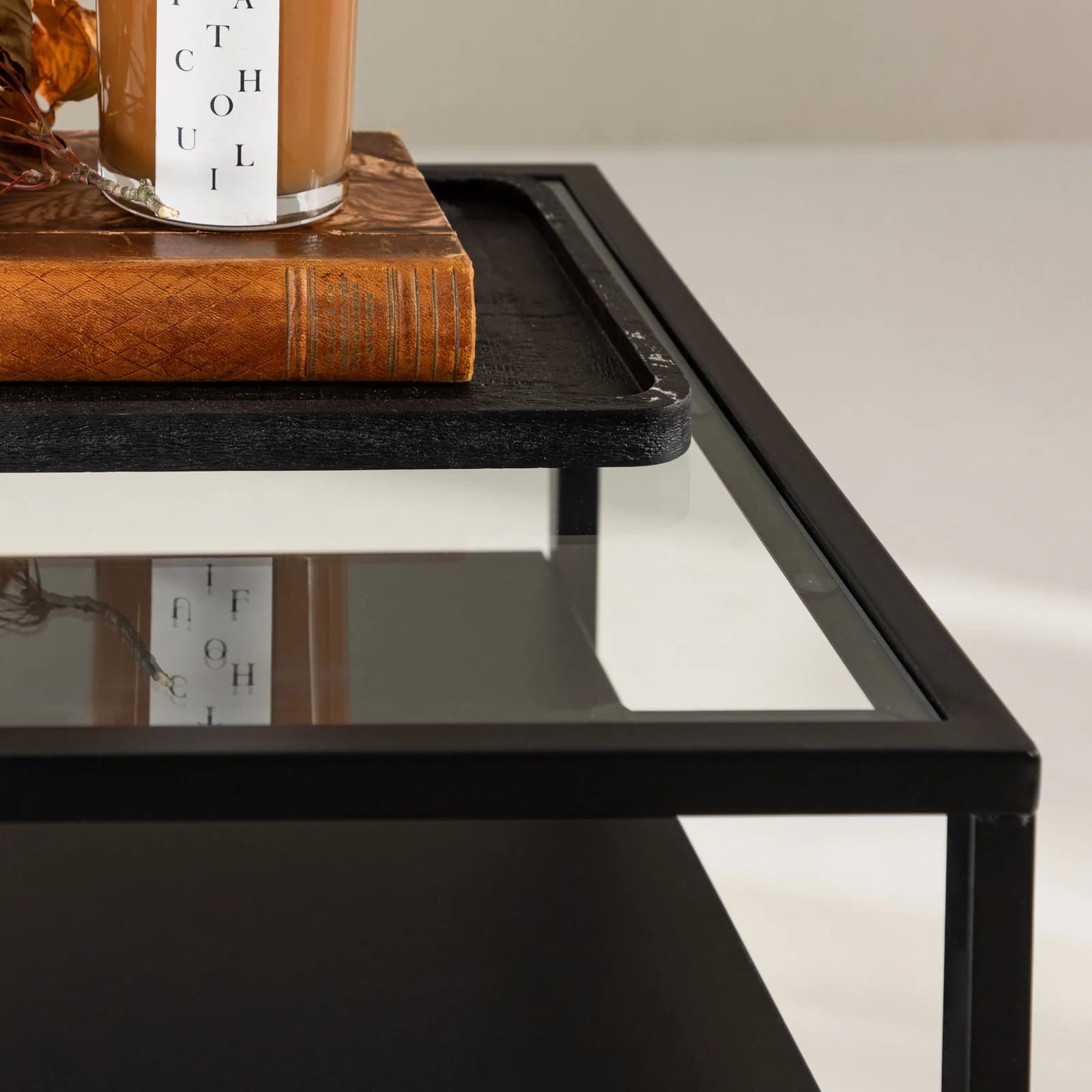 Table de chevet Fortaleza en verre et métal