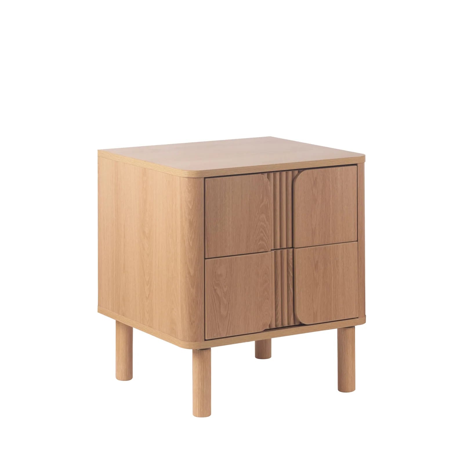 Piètement en bois clair de la table de chevet Noa