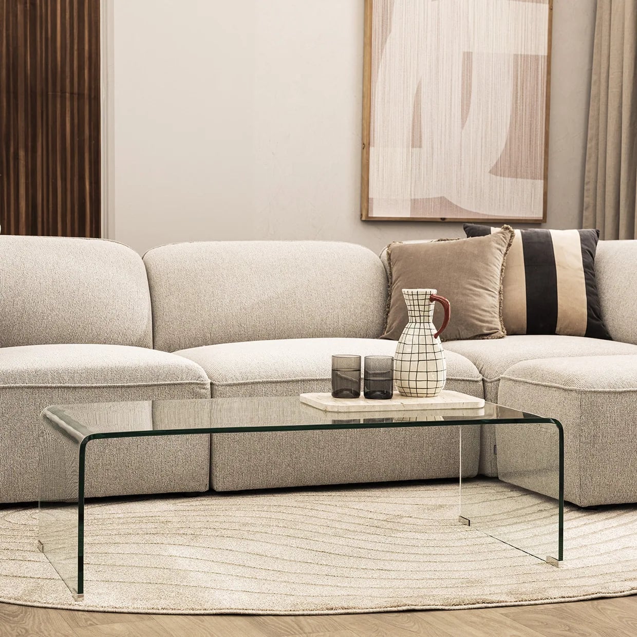 Table basse Nido en verre trempé cintré