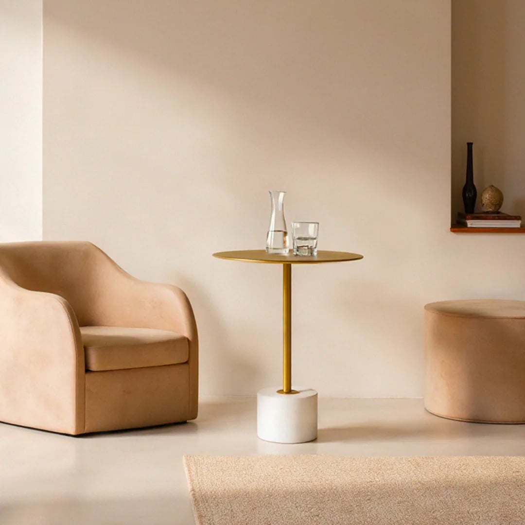 Table d'appoint Lecco en marbre et laiton