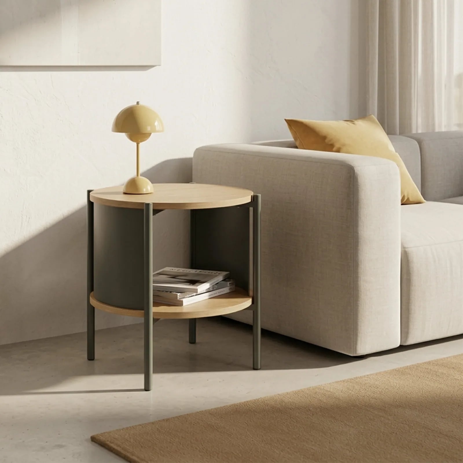 Table de chevet cube Paco en métal et bois
