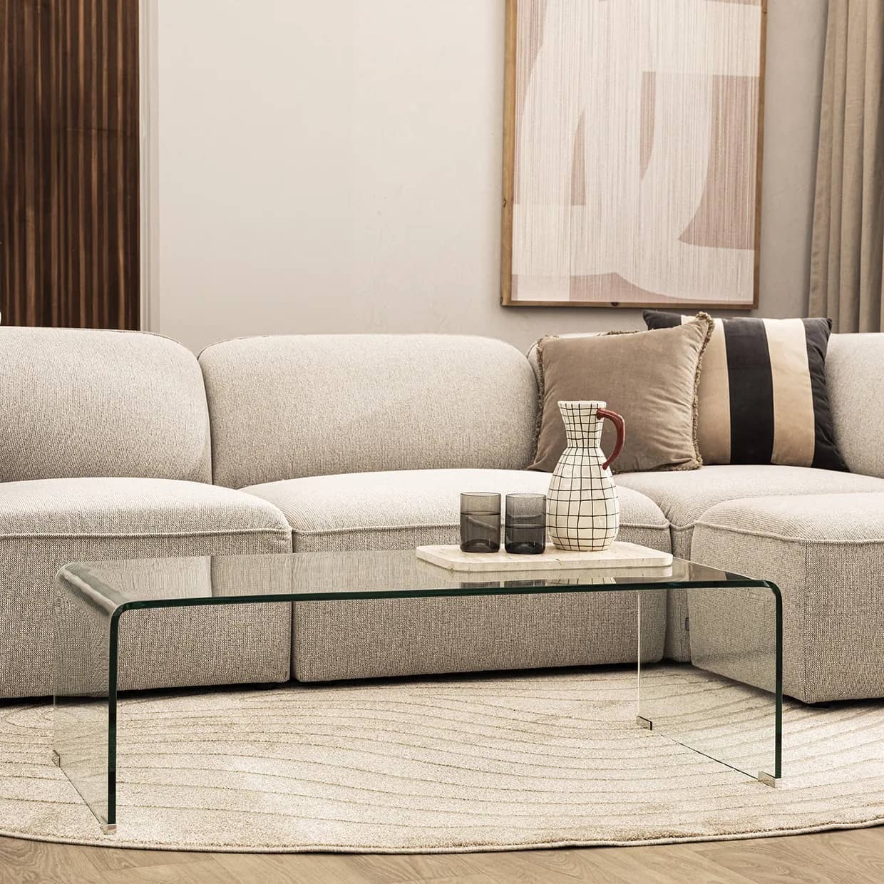 Table basse en verre trempé cintré