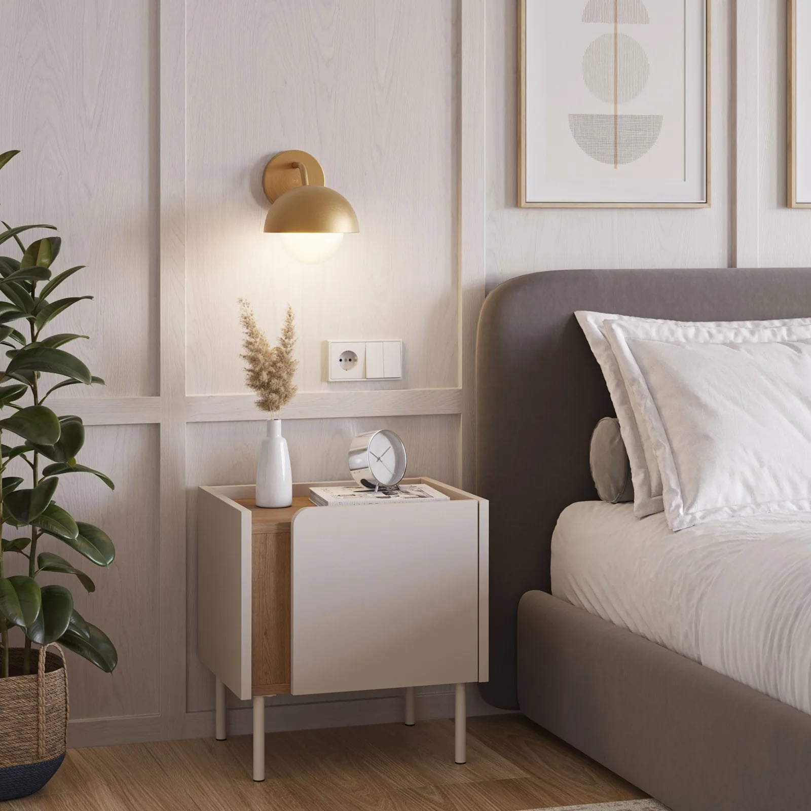 Table de chevet Boxy à une porte sur piètement métal
